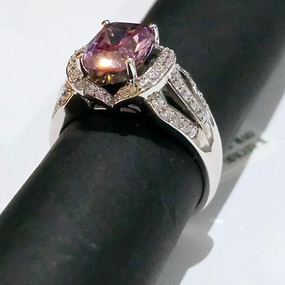 Bella Luce Rhodium over 925 SS Fancy Purple Swarovski Zirconia NWT 10 - Picture 3 of 5